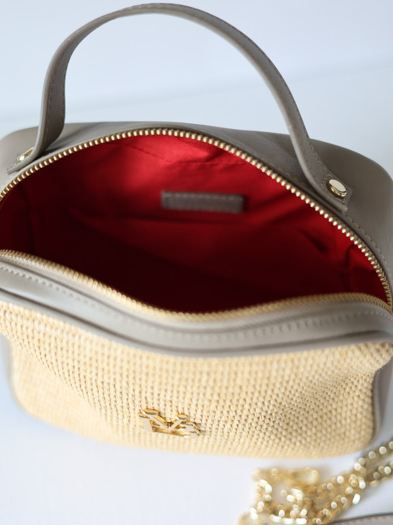BOLSO PALM TOPO EN RAFIA Y PIEL